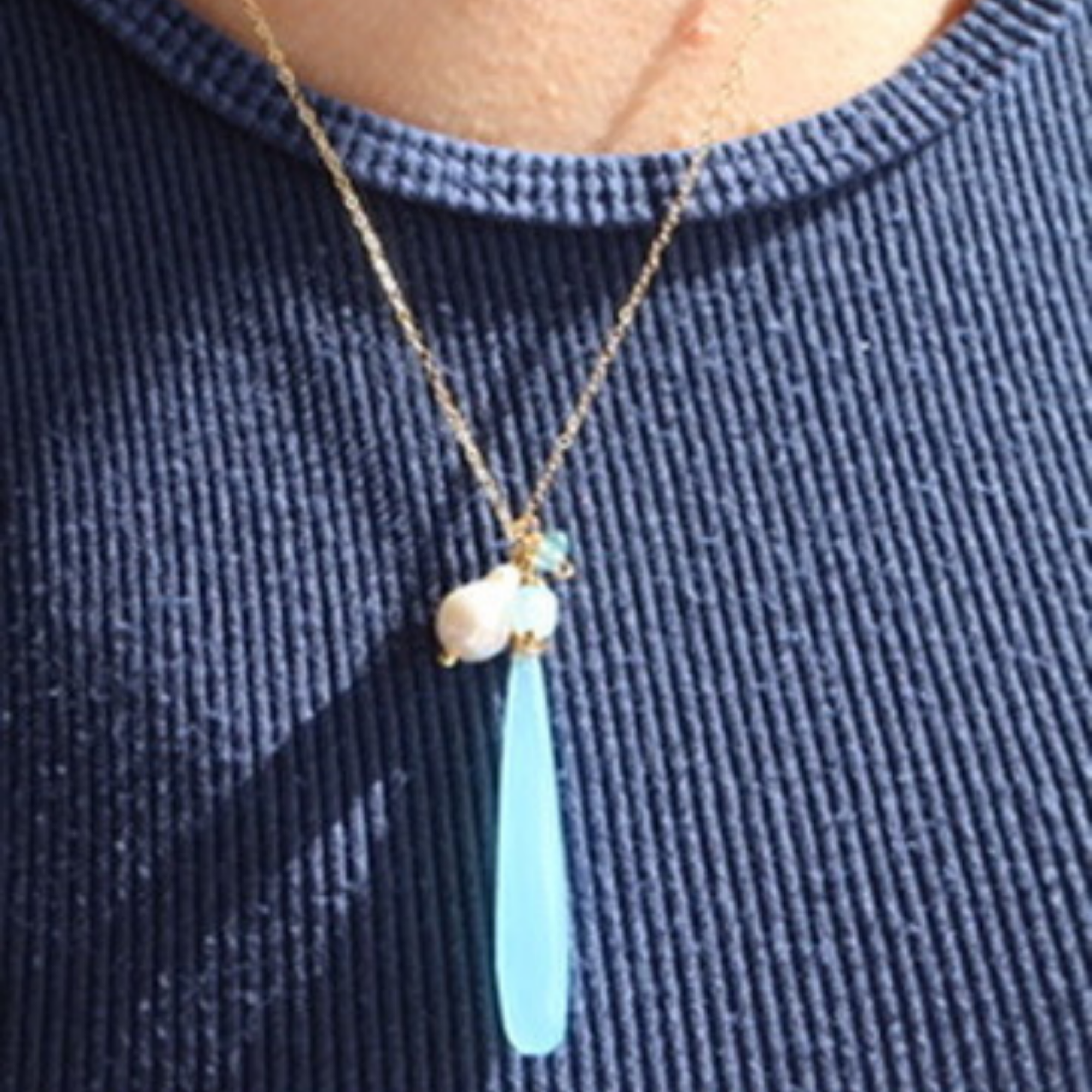 Santorini Blue Teardrop Necklace