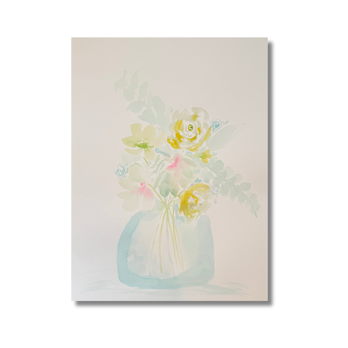Soft Morning Blooms – 18x24 Watercolor Floral Art
