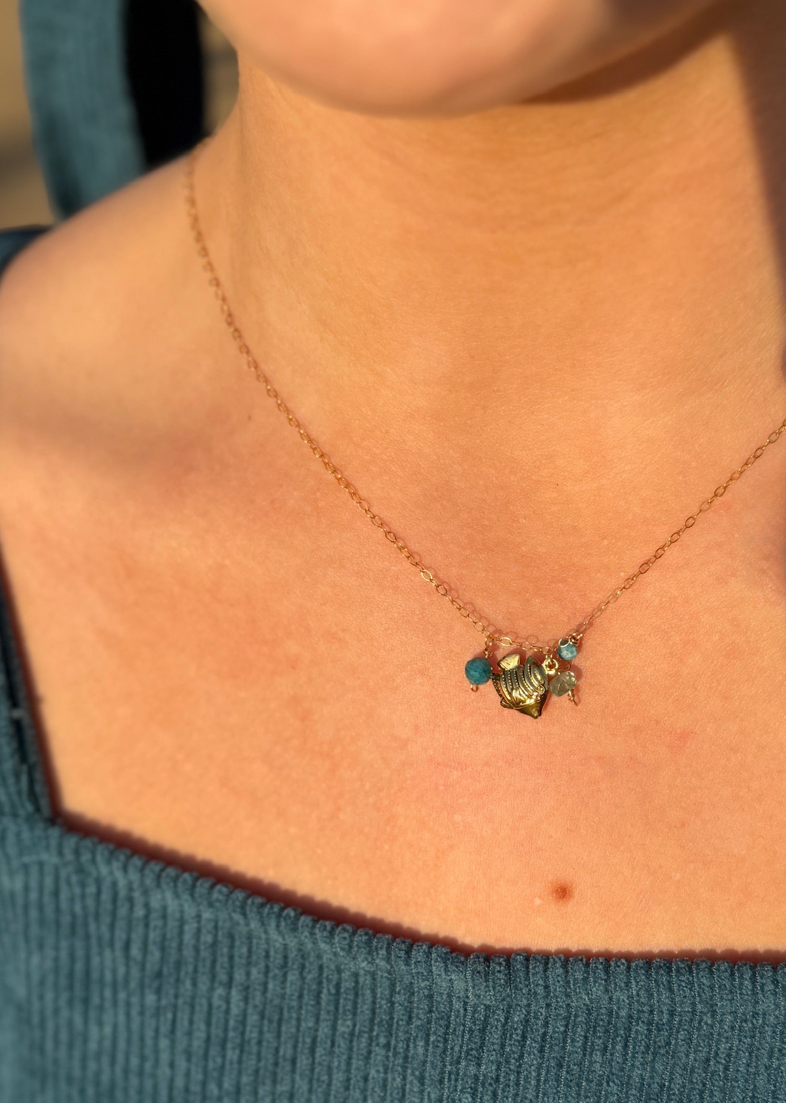 Dainty Blue Seas Fish Necklace