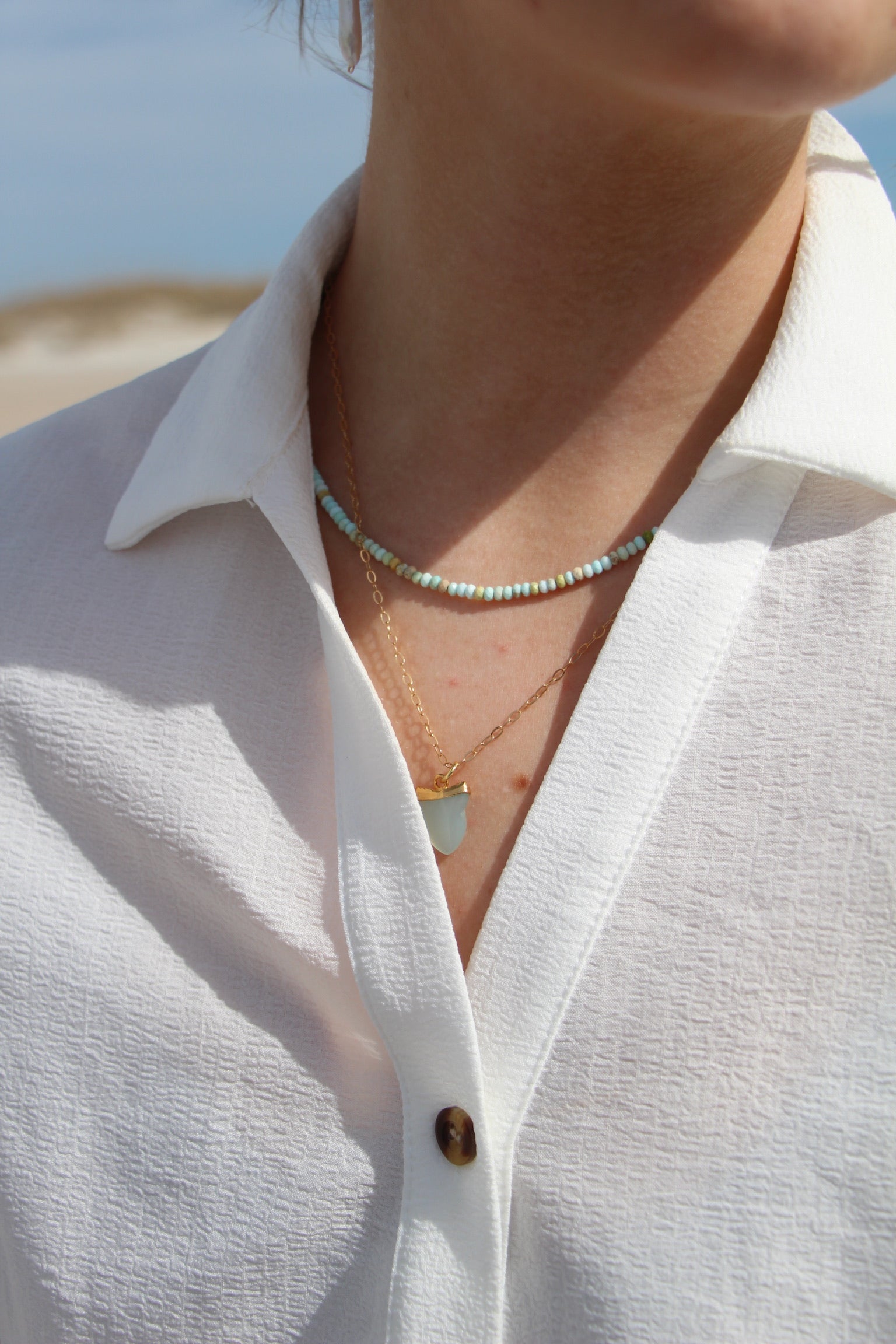 Chalcedony Shark Tooth Necklace