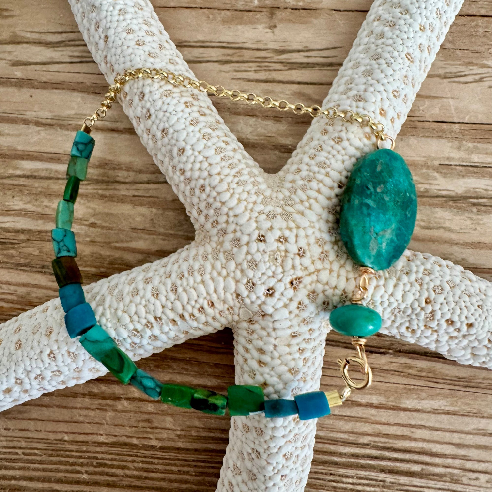 Green Seas Turquoise & Chain Bracelet