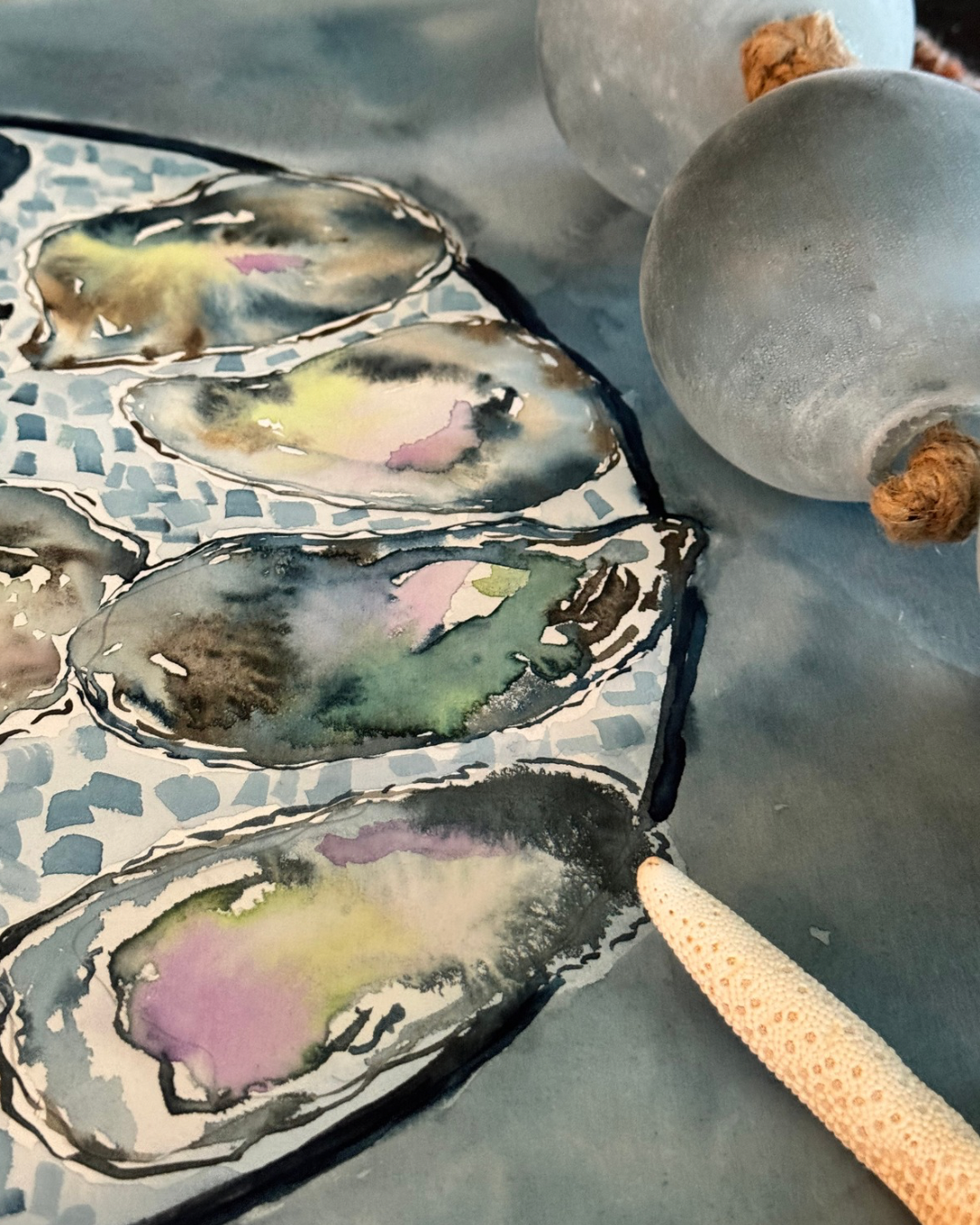 Dark & Stormy Oysters on the Half Shell Original Painting