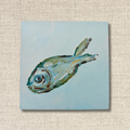 Original coastal fish acrylic painting on wood in blue, turquoise and green by Tracy Grogan