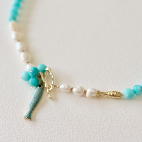 Amazonite Tide Fish Necklace