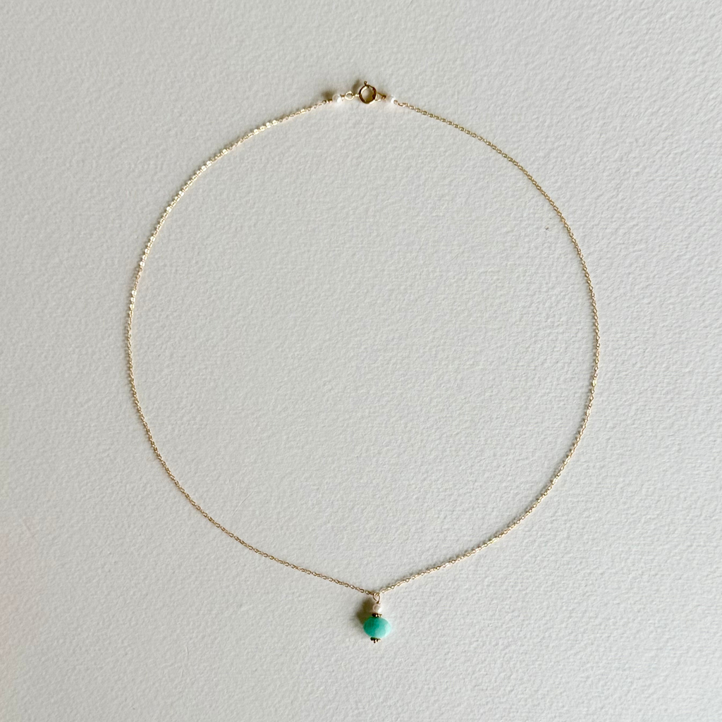 Amazonite + Pearl Dainty Necklace