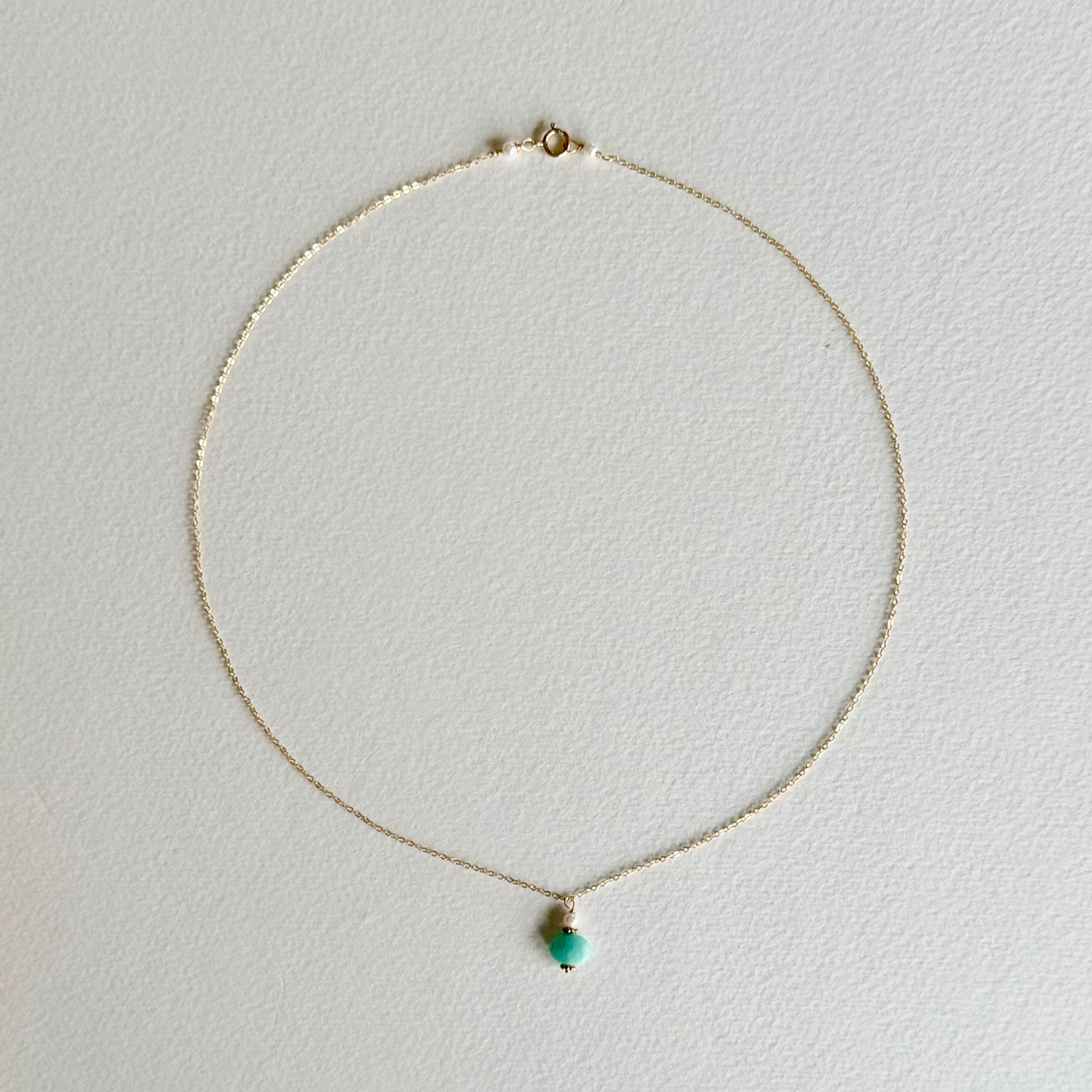 Amazonite + Pearl Dainty Necklace