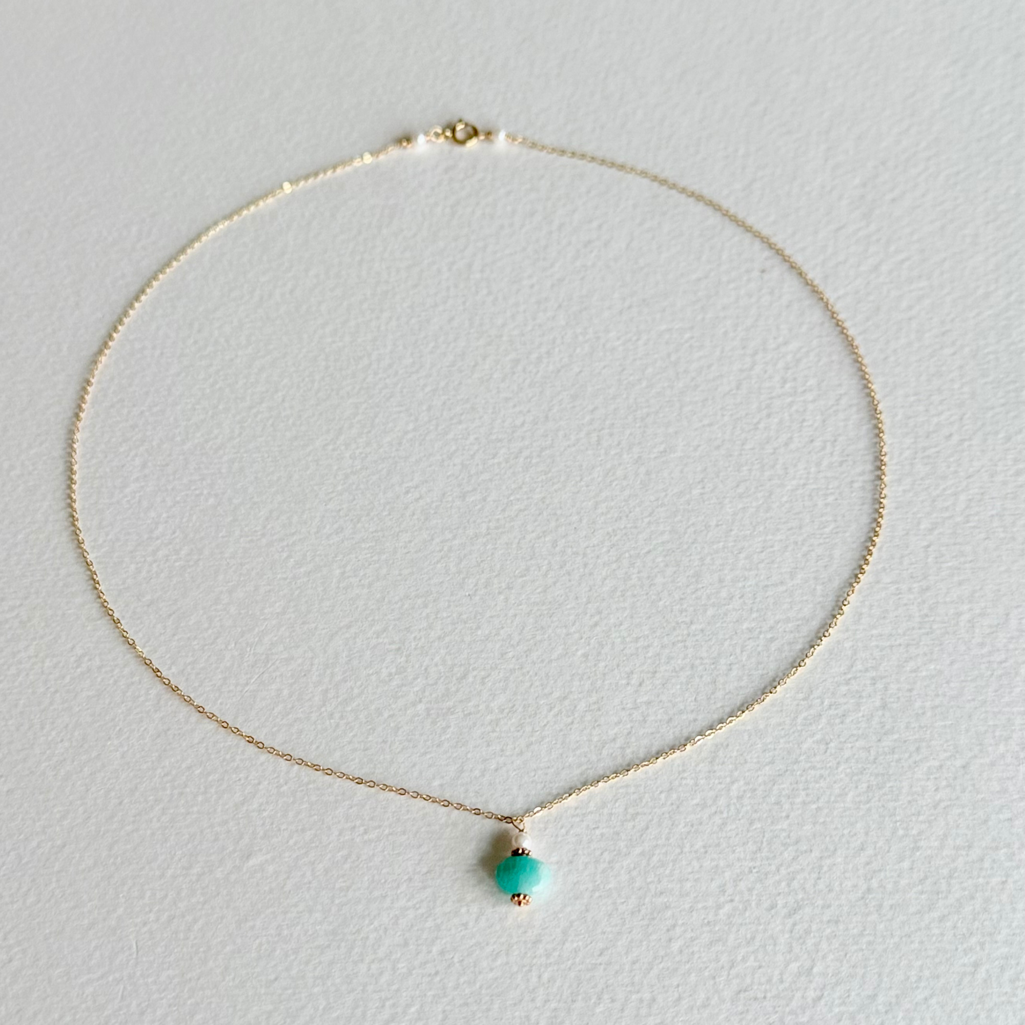 Amazonite + Pearl Dainty Necklace