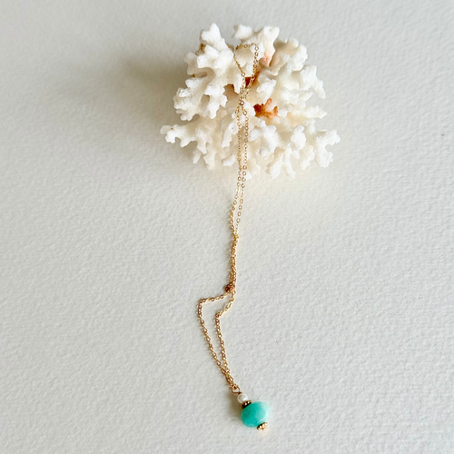 Amazonite + Pearl Dainty Necklace
