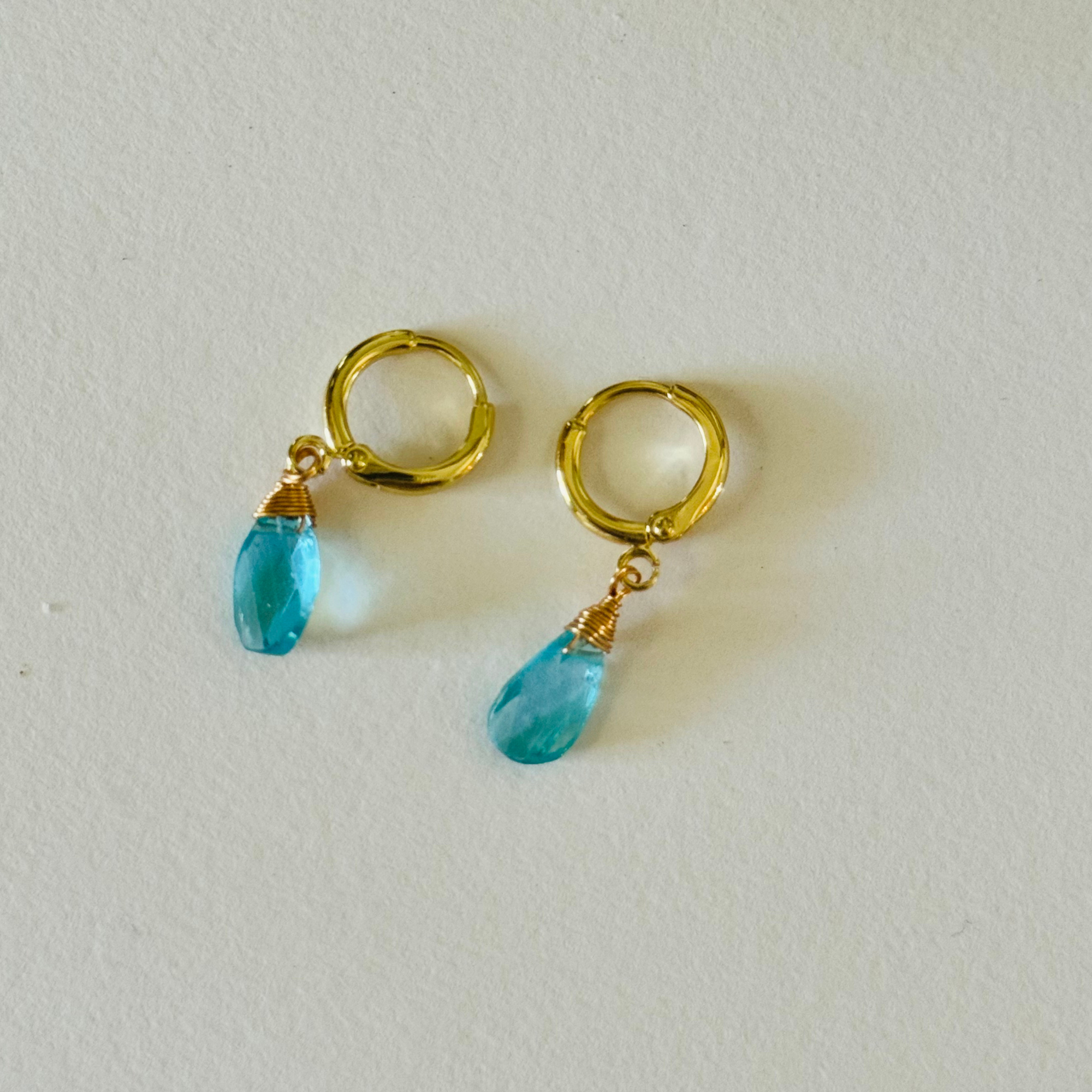 Apatite Teardrop Huggie Earrings