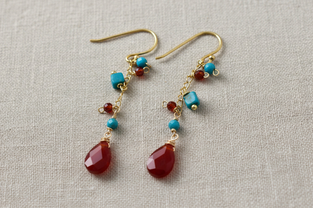 Apatite & Carnelian Dangle Earrings