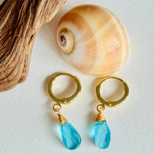 Apatite Teardrop Huggie Earrings