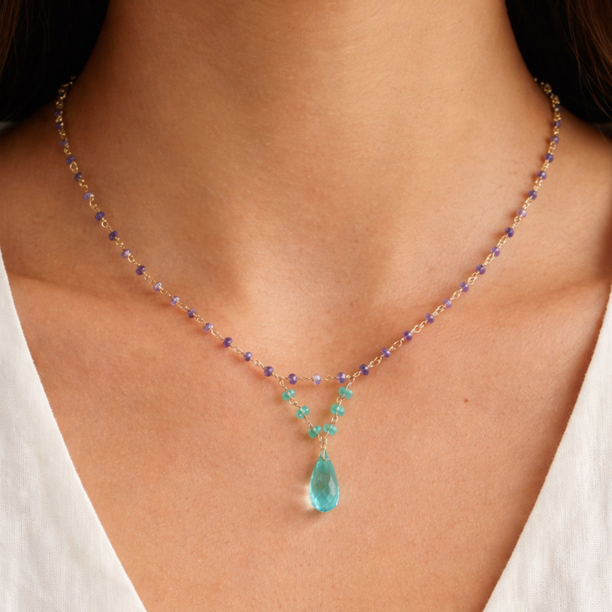 Aquamarine & Amethyst Necklace