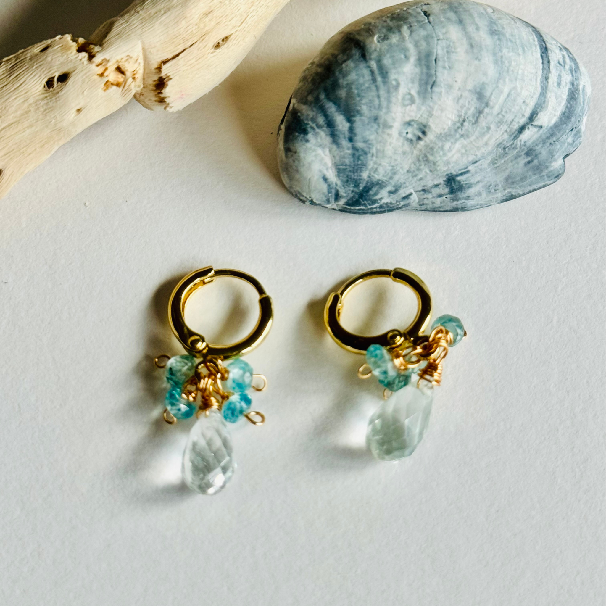 Clear Quartz & Zircon Huggie Earrings