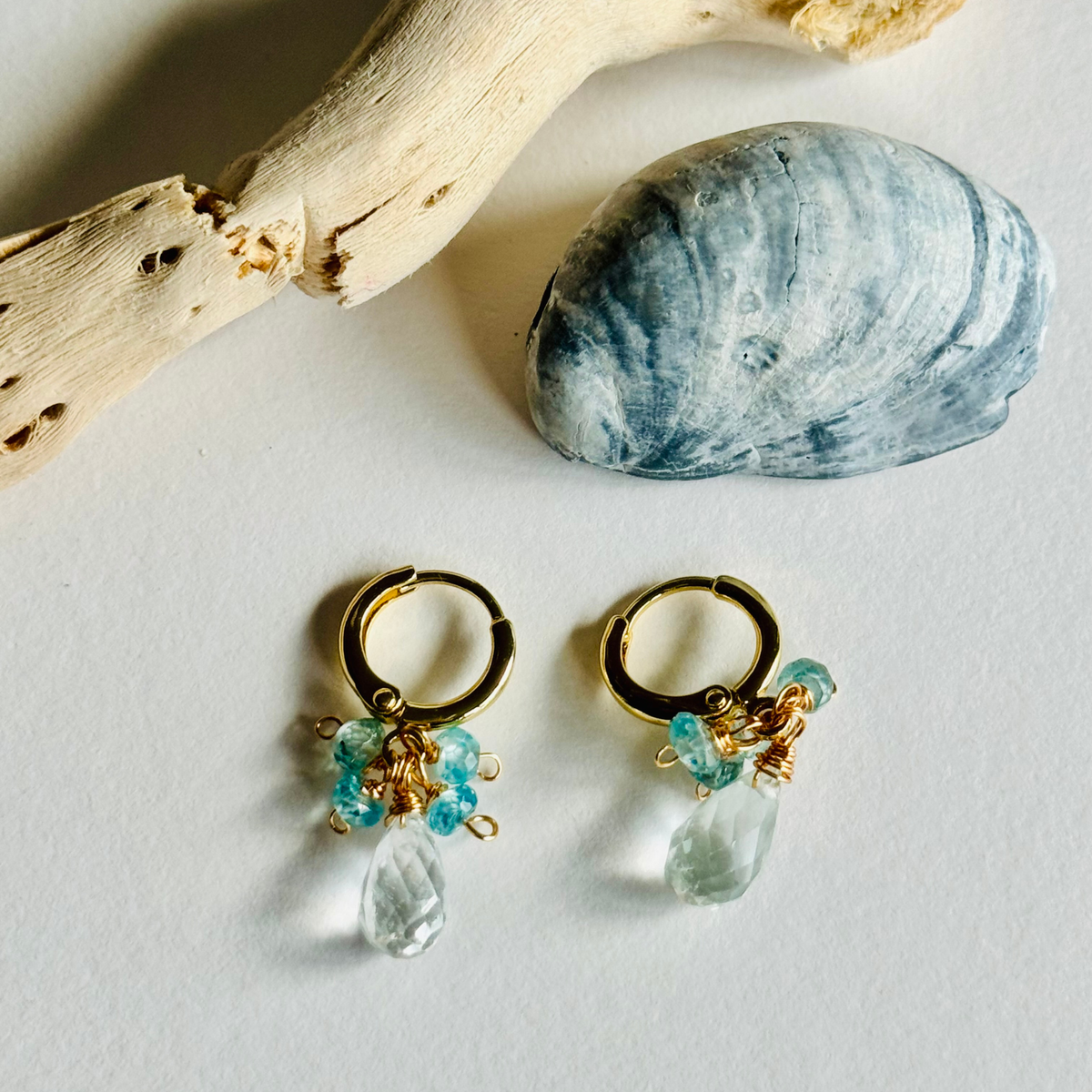 Clear Quartz & Zircon Huggie Earrings