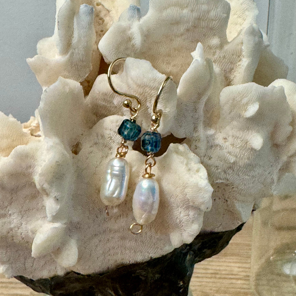 Blue Topaz & Pearl Earrings