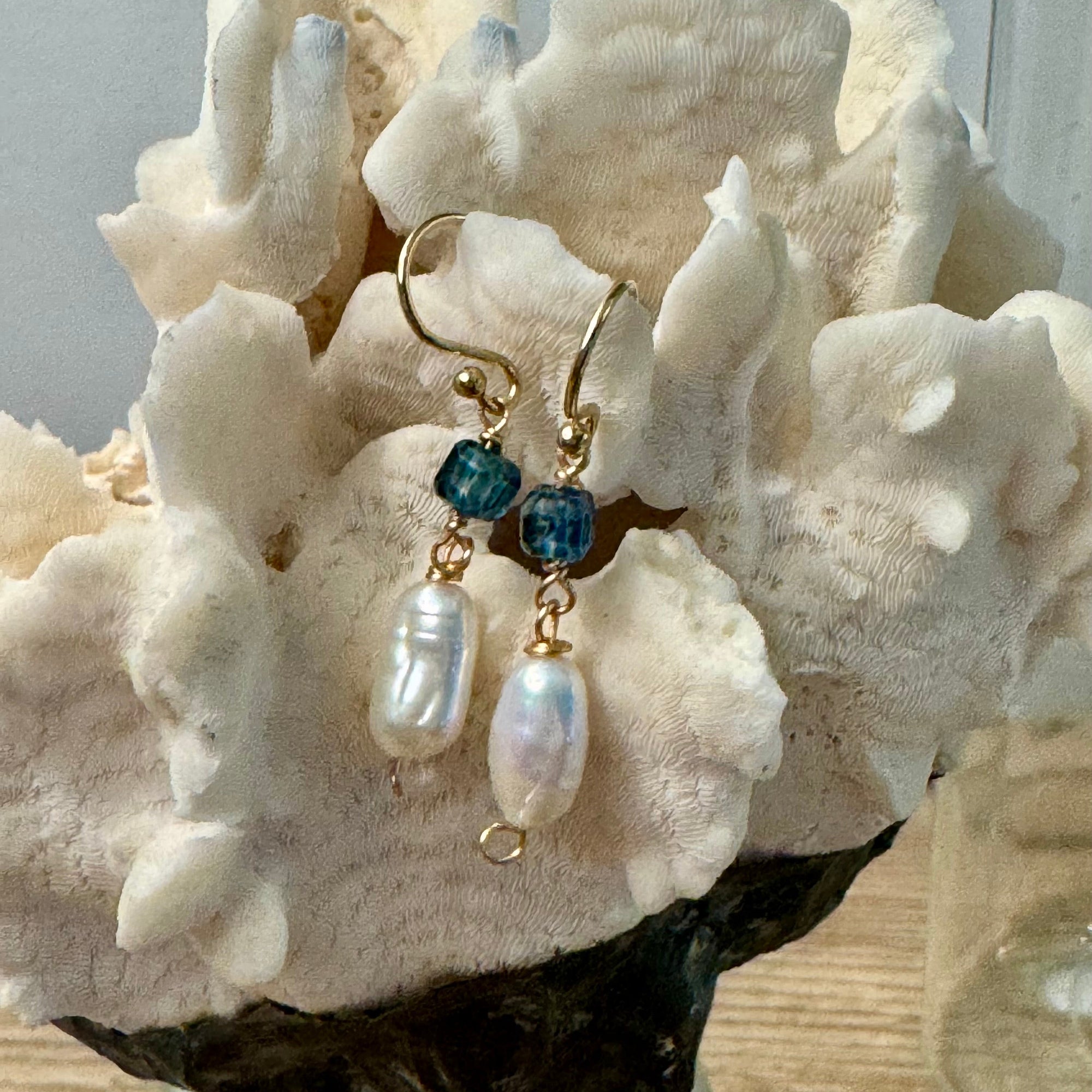 Blue Topaz & Pearl Earrings