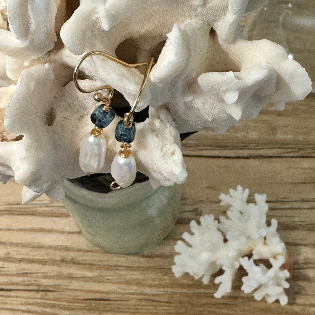 Blue Topaz & Pearl Earrings