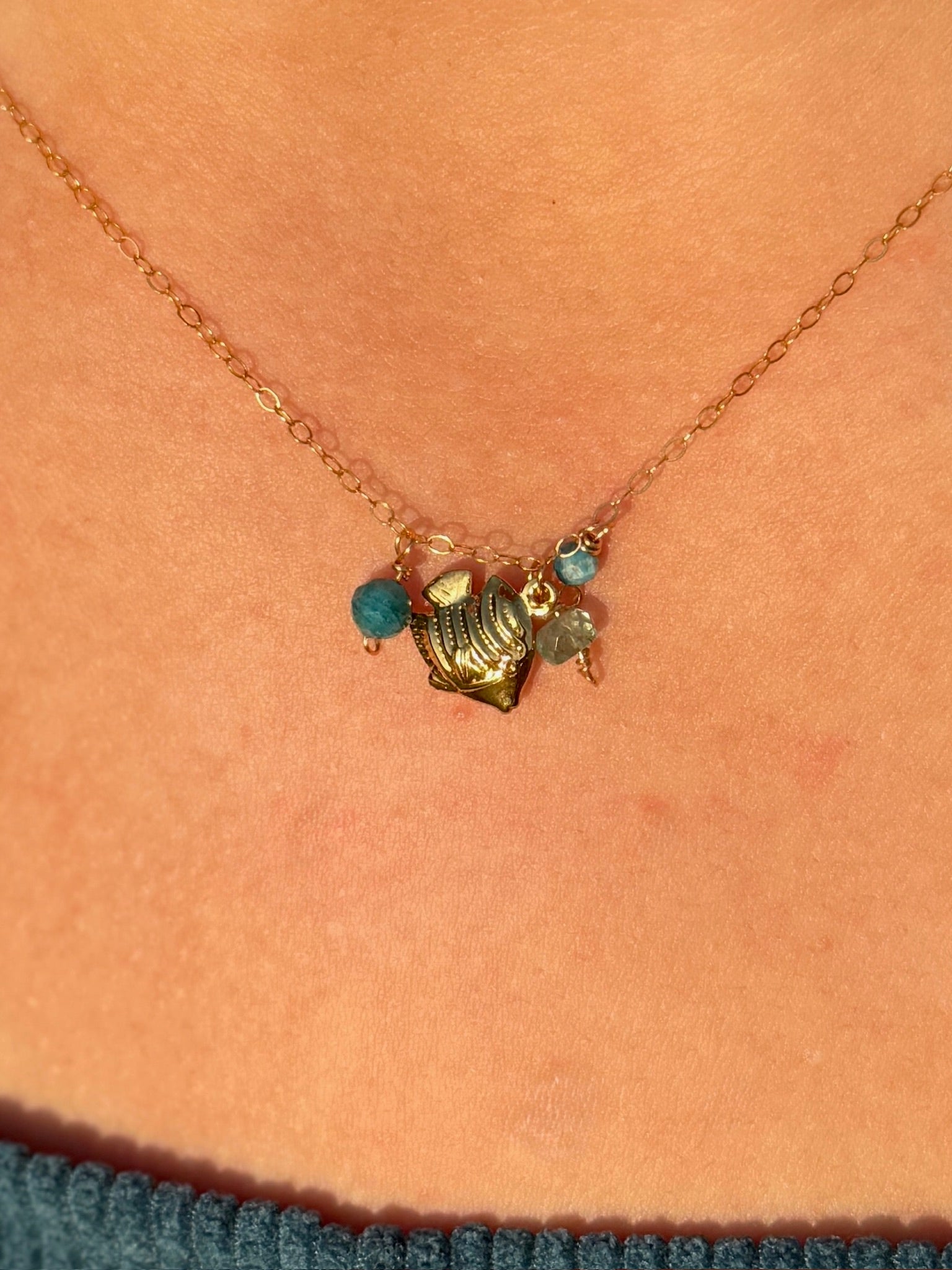 Dainty Blue Seas Fish Necklace