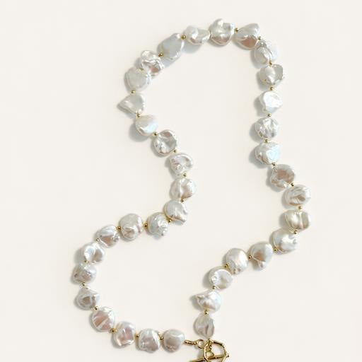 Chunky Baroque Pearl Necklace on white background
