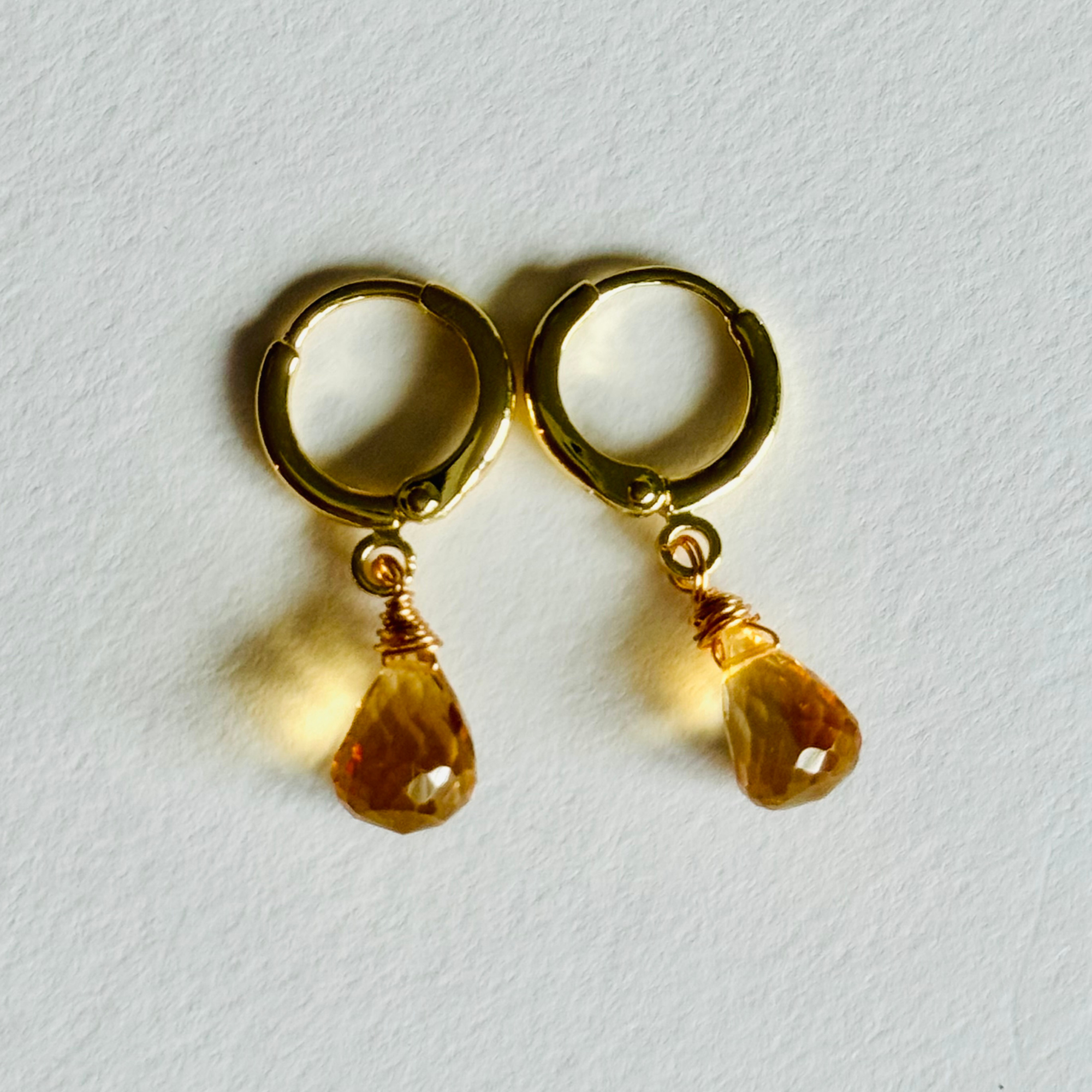 Citrine Briolette Huggie Earrings