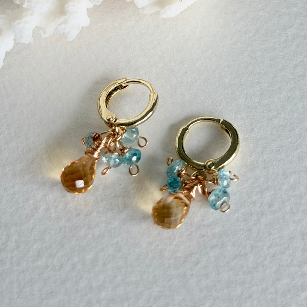 Citrine & Mystic Topaz Huggie Earrings
