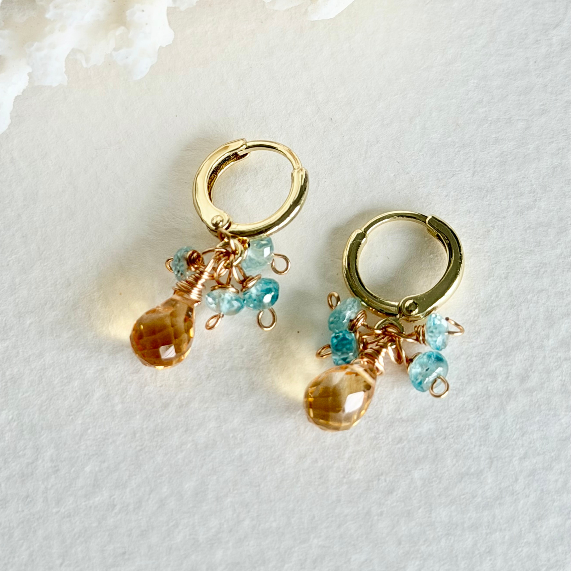Citrine & Mystic Topaz Huggie Earrings