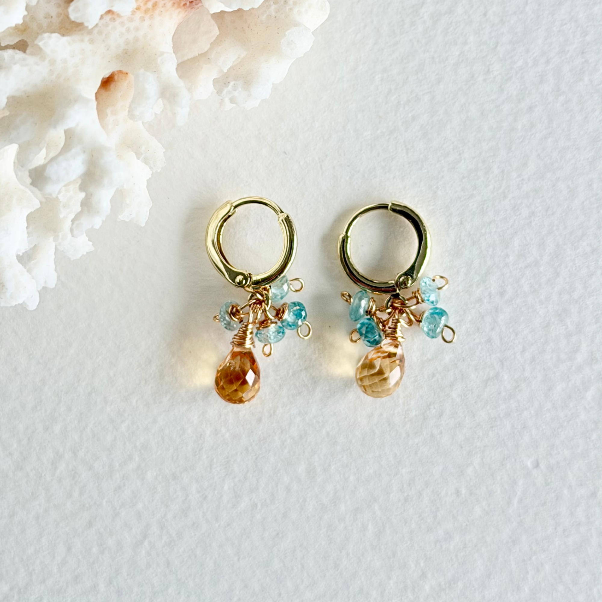 Citrine & Mystic Topaz Huggie Earrings