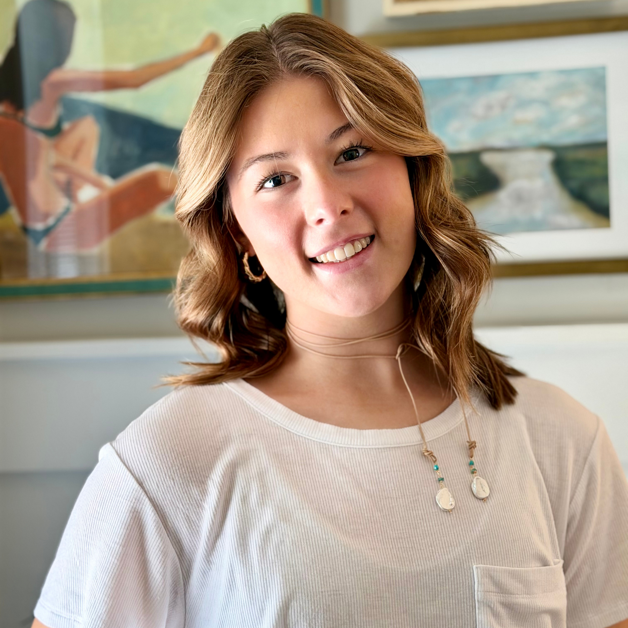 Coastal Tide Pearl Leather Lariat Necklace On model