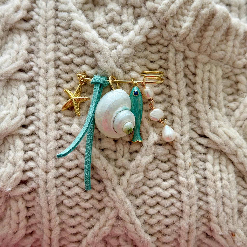Collected by the Sea Charm Brooch