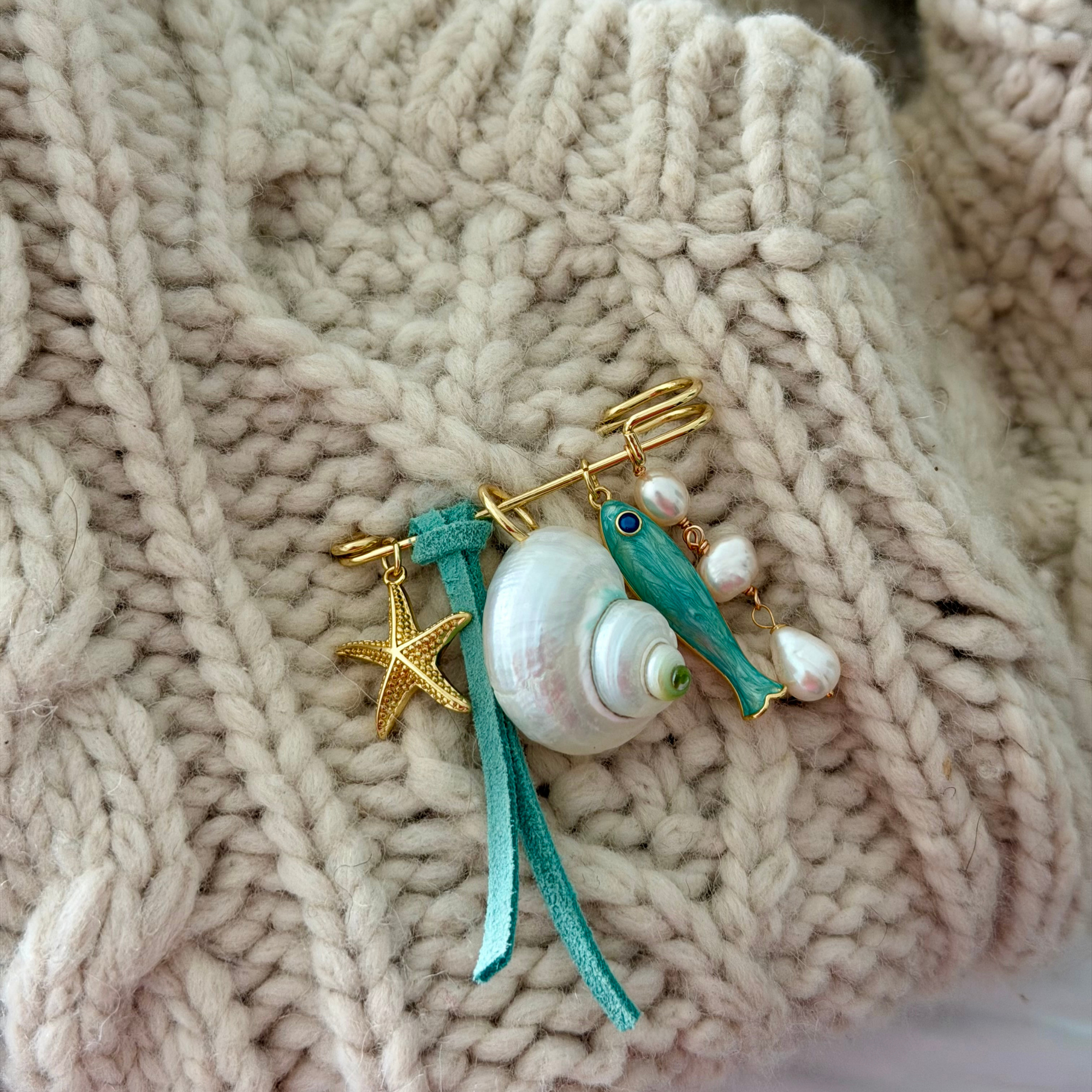 Collected by the Sea Charm Brooch