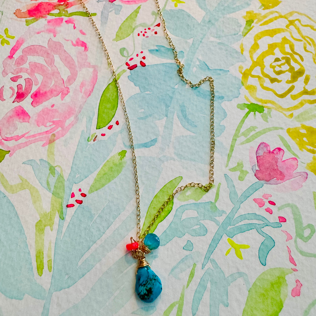 Dainty Turquoise Drop Necklace