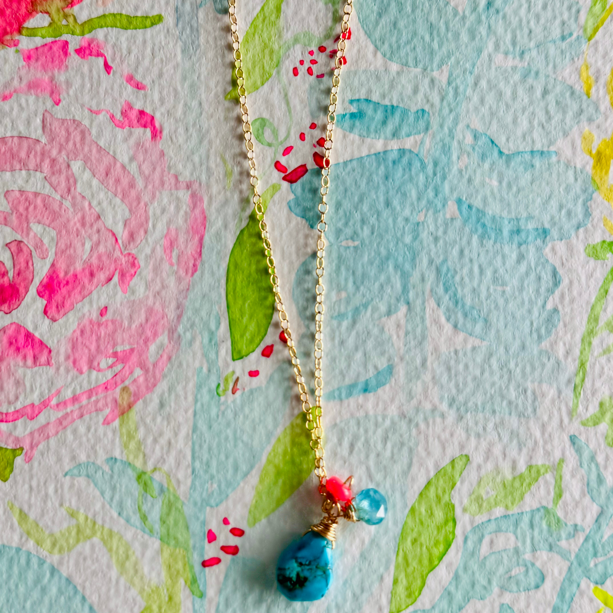 Dainty Turquoise Drop Necklace