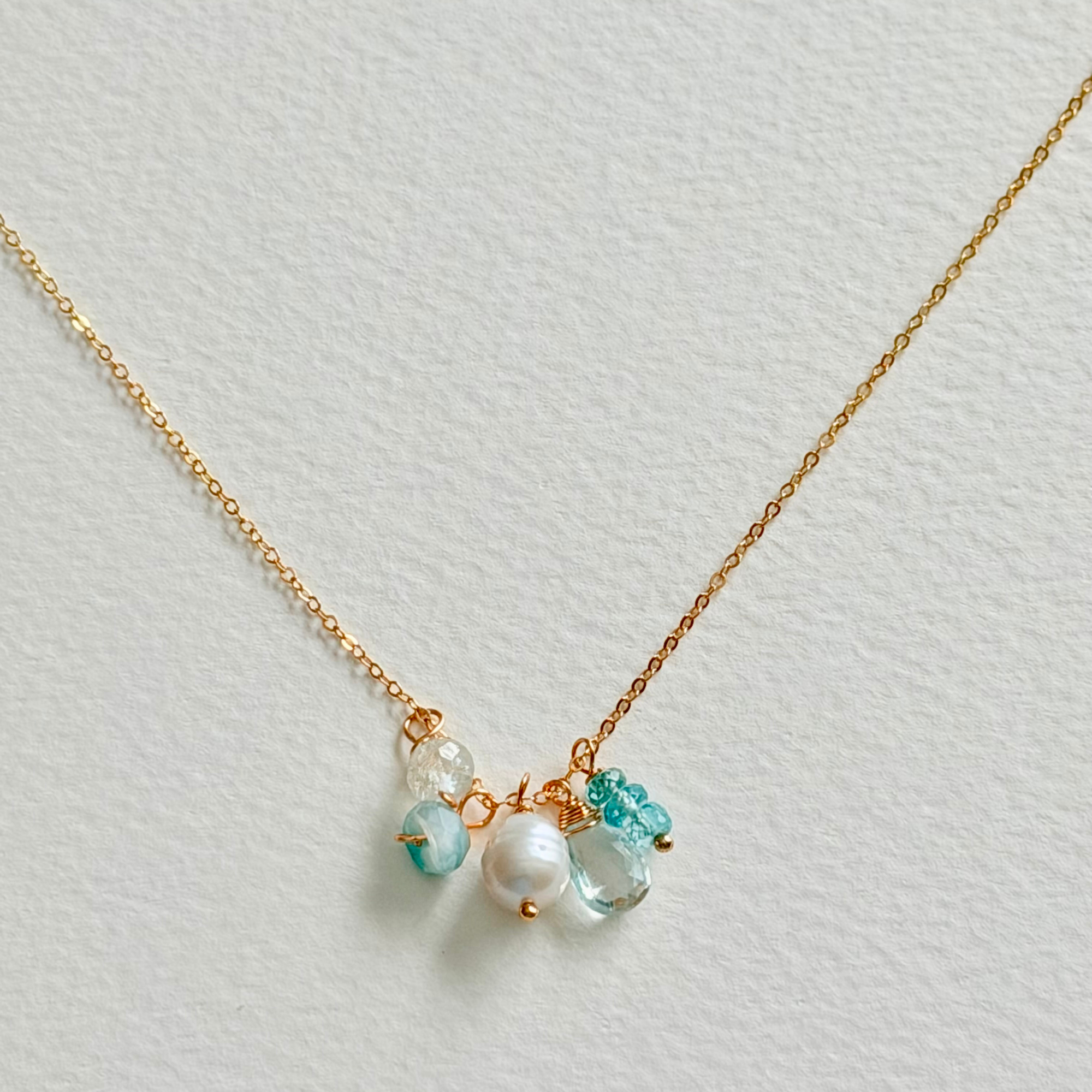 Dainty Mystic Seas Necklace Close Up on white background