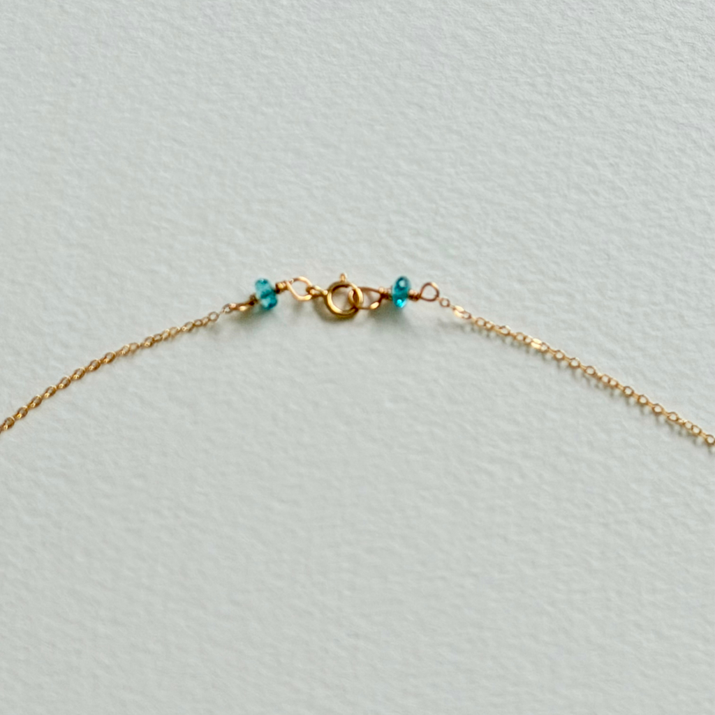 Dainty Mystic Seas Necklace Close Up on Spring Clasp
