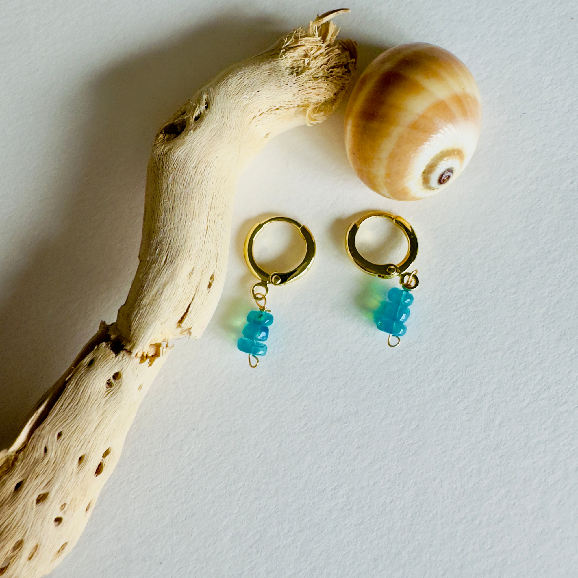 Ethiopian Blue Opal Huggie Earrings