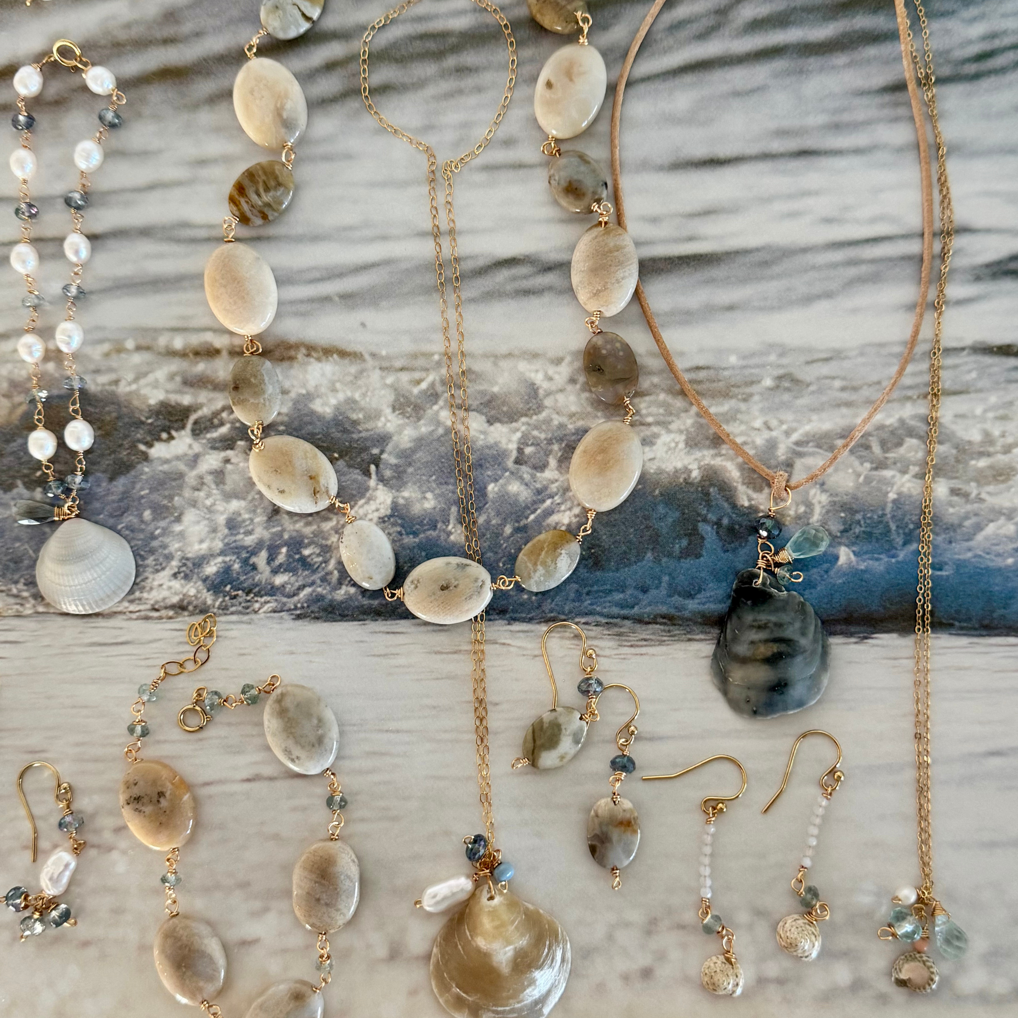 Feelin' Crabby Agate, Moss Aquamarine & Denim Opal Bracelet