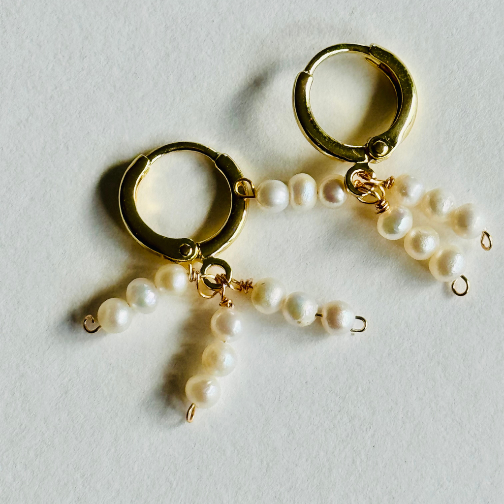 Freshwater Pearls Trio Huggie Earrings