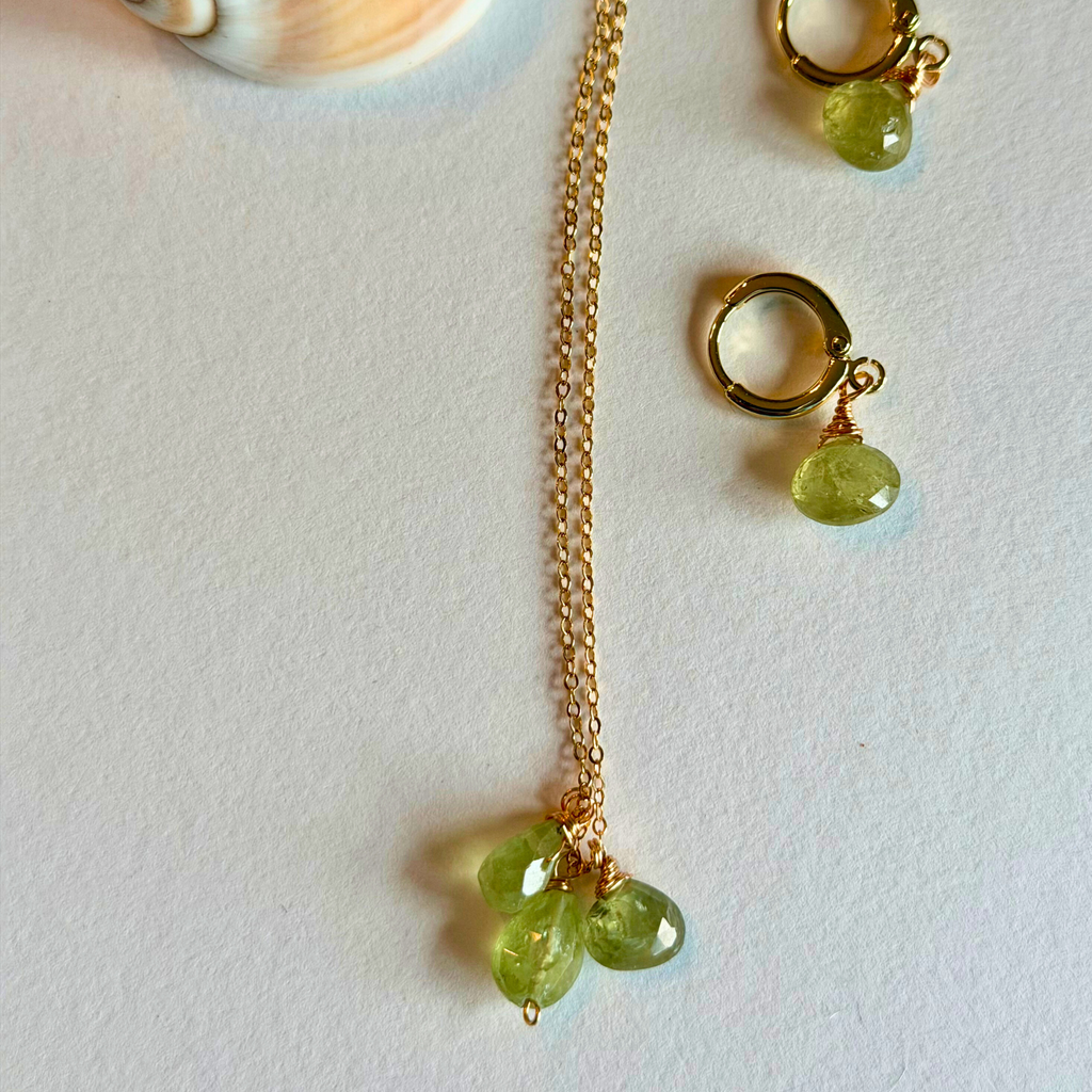 Green Garnet Huggie Earrings