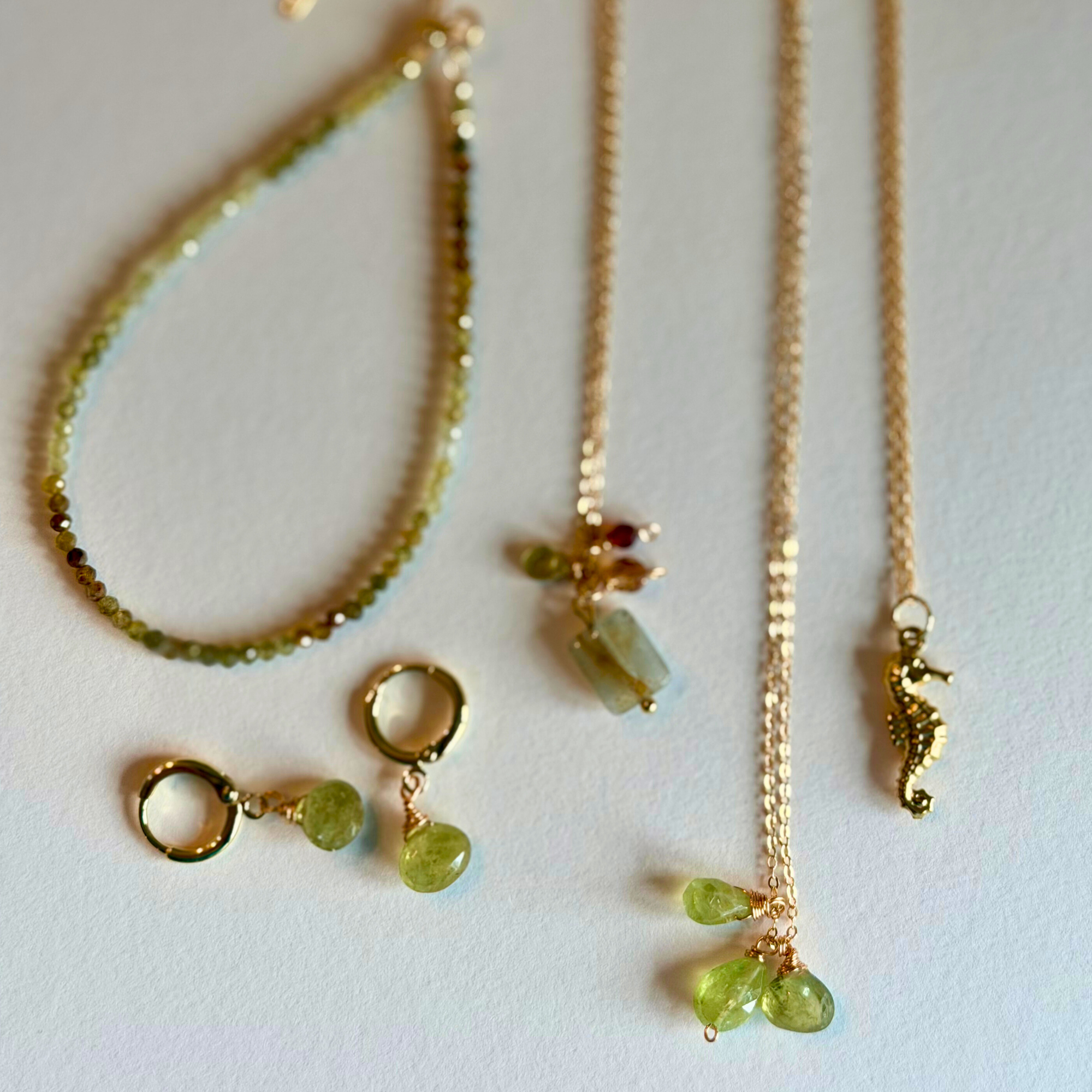 Green Garnet Huggie Earrings