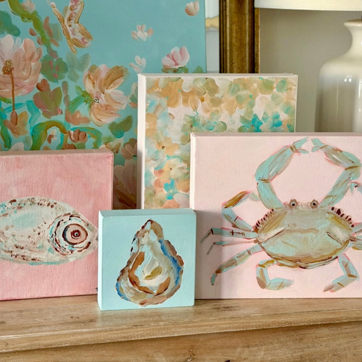 Blushing Blue Crab Original Acrylic Painting