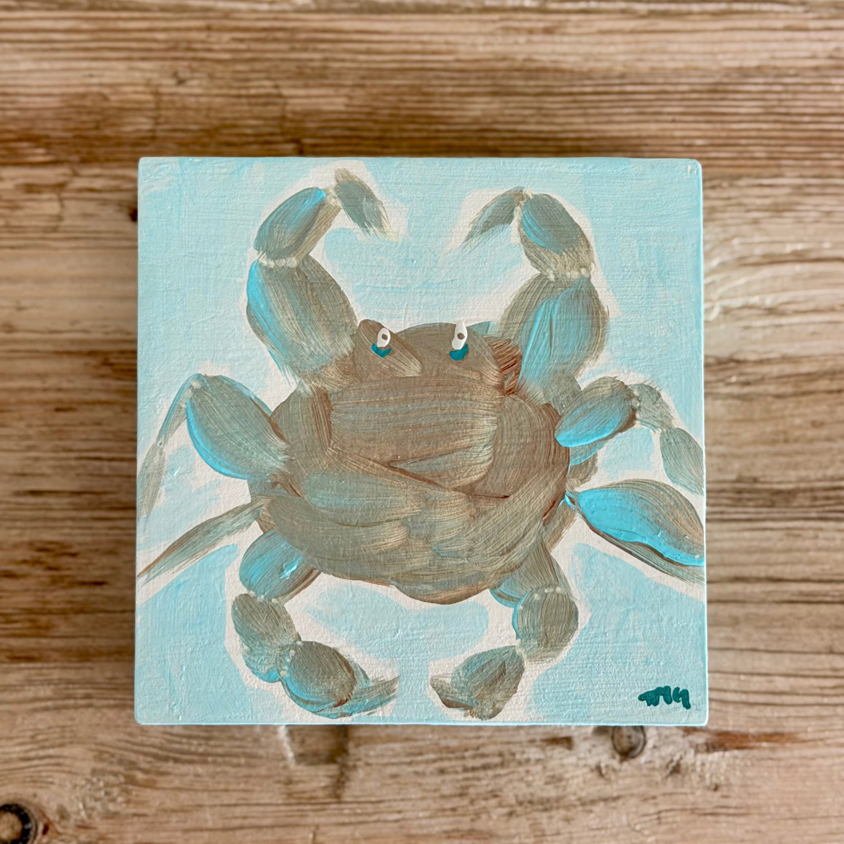 Blue Crab Study | Original Acrylic Painting on Wood Block