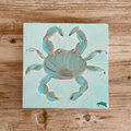 Sea Glass Crab | Original Acrylic Painting on Wood Block
