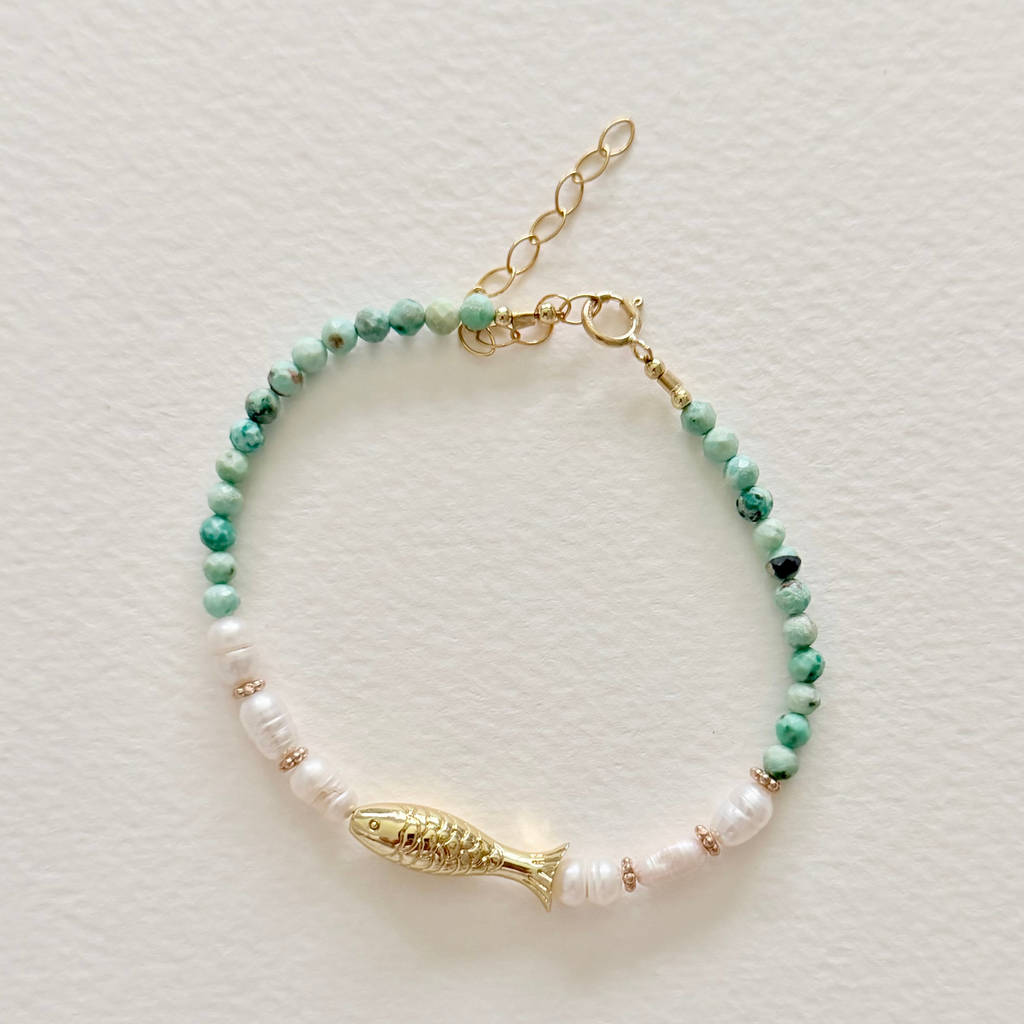 Little Catch Bracelet – Peruvian Faceted Turquoise