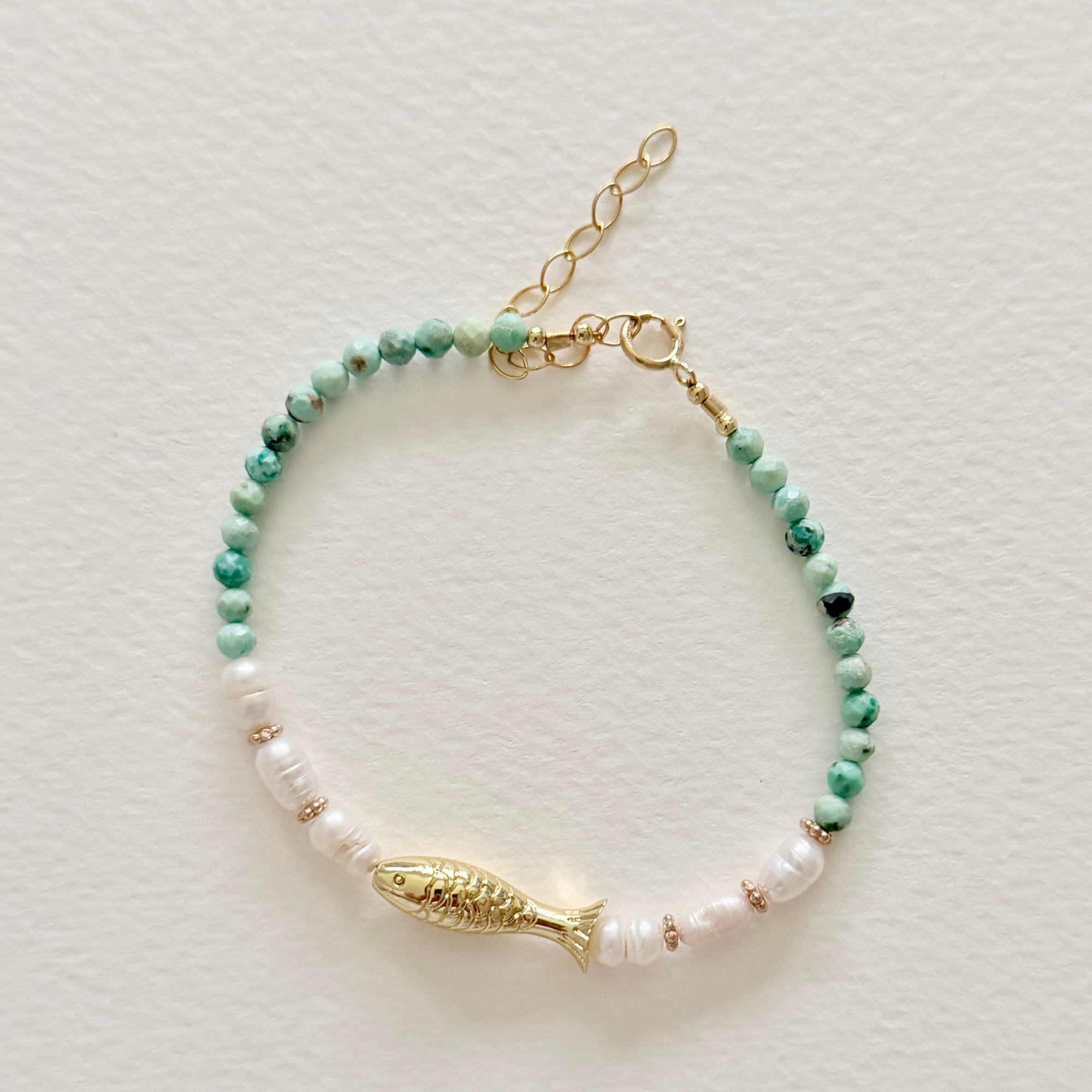 Little Catch Bracelet – Peruvian Faceted Turquoise