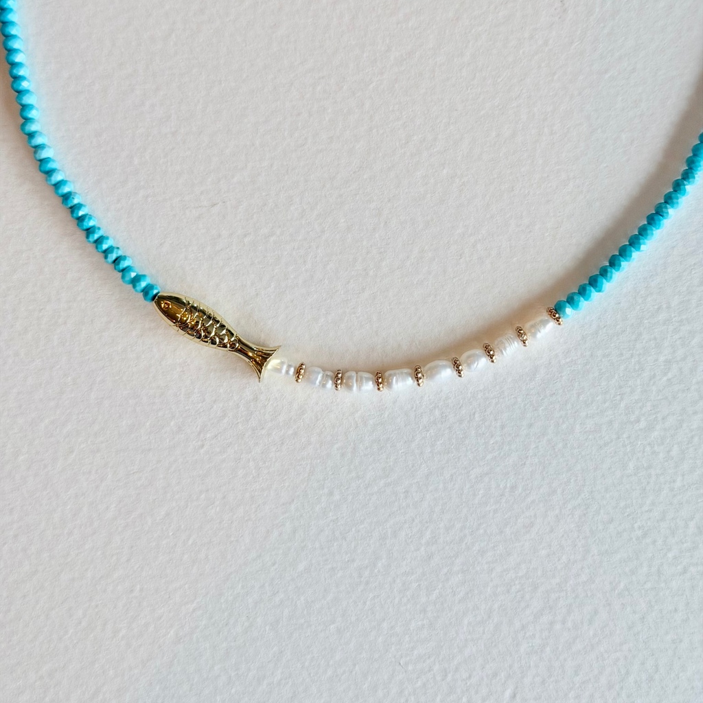 Little Catch Turquoise & Freshwater Pearl Necklace
