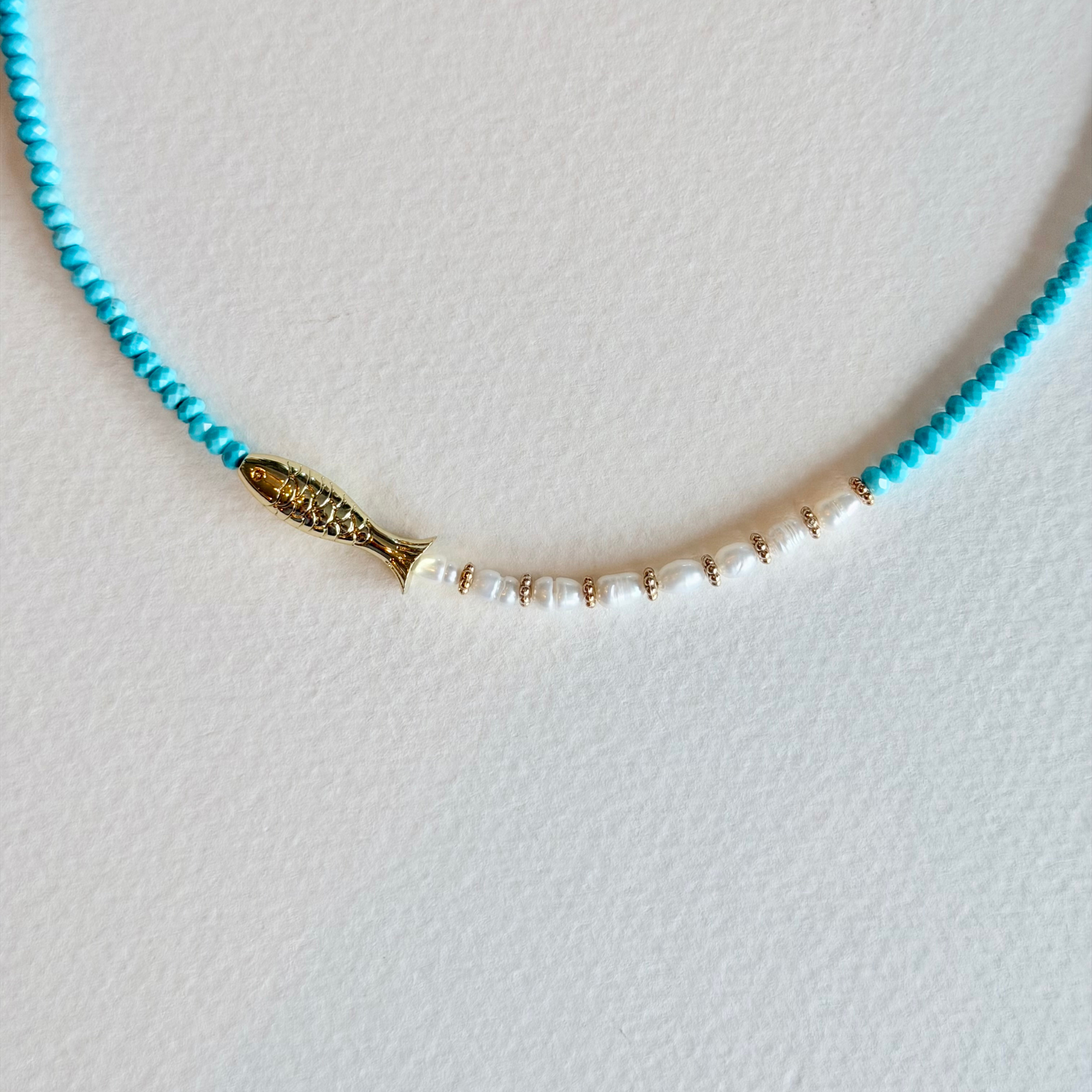 Little Catch Turquoise & Freshwater Pearl Necklace