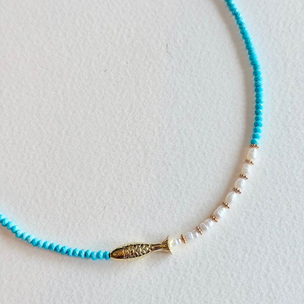 Little Catch Turquoise & Freshwater Pearl Necklace