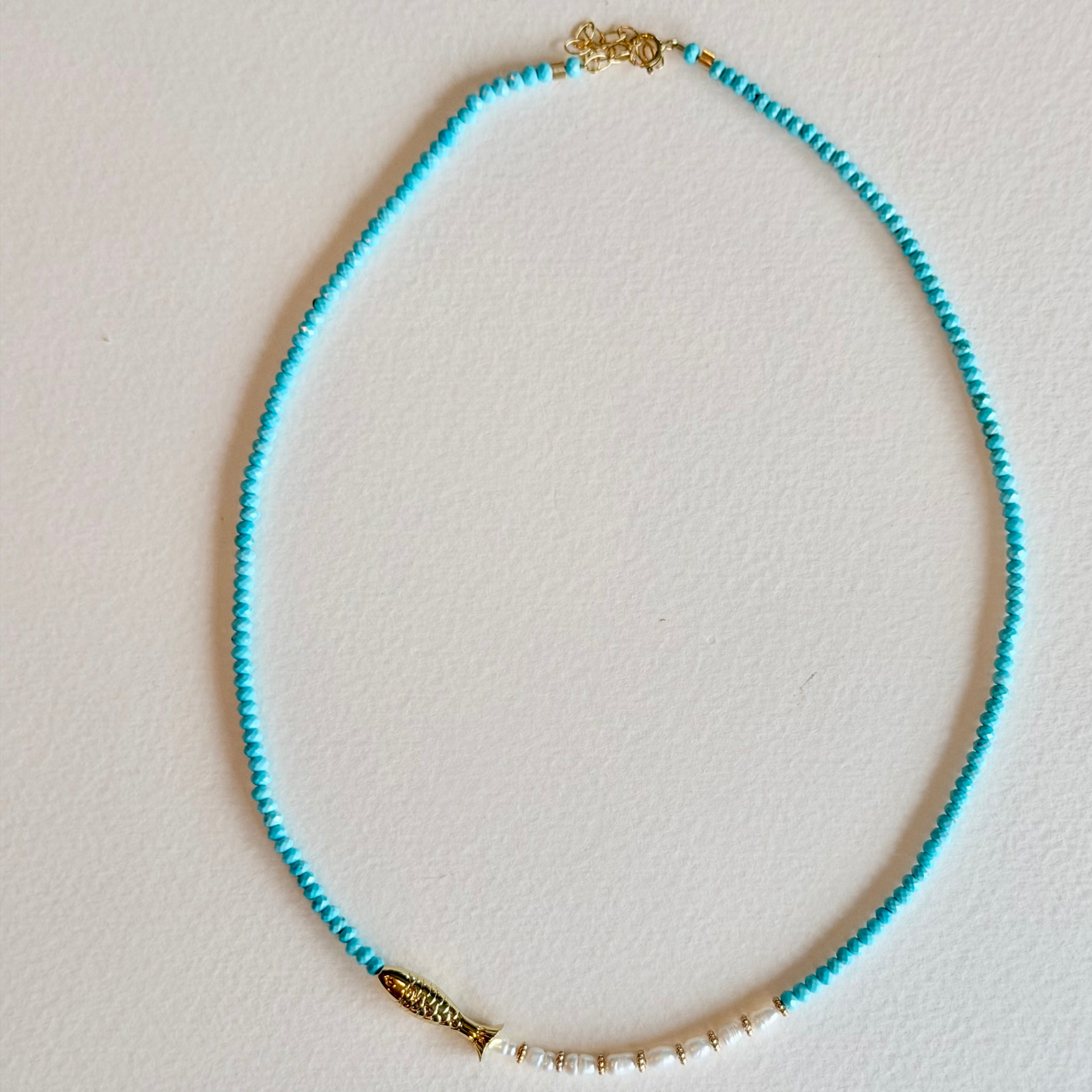 Little Catch Turquoise & Freshwater Pearl Necklace