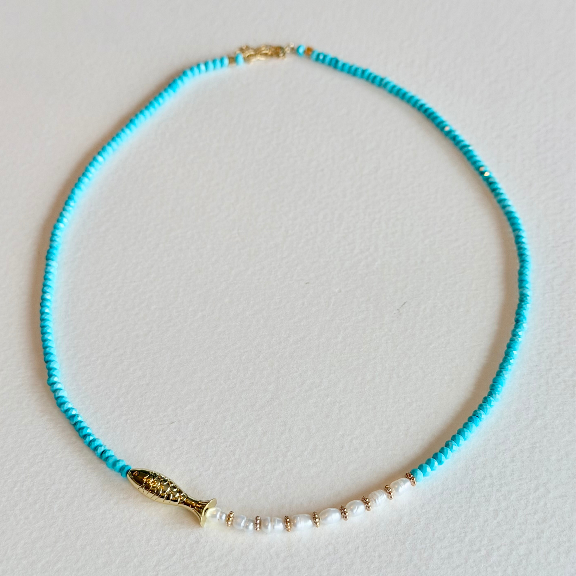 Little Catch Turquoise & Freshwater Pearl Necklace