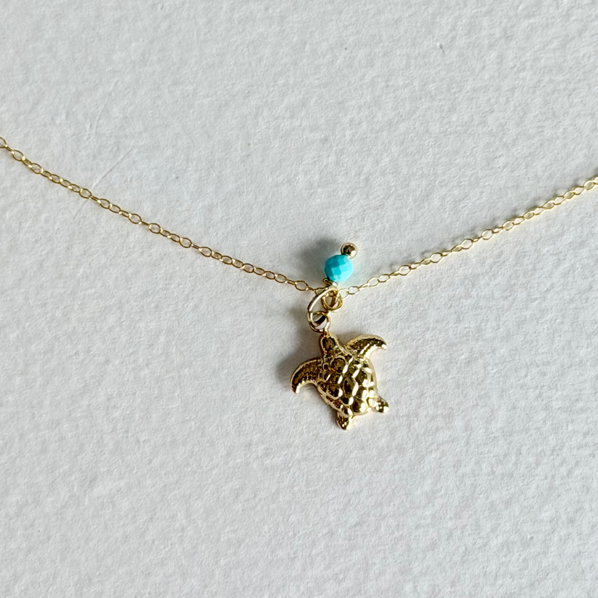 Little Turtle Turquoise Dainty Necklace